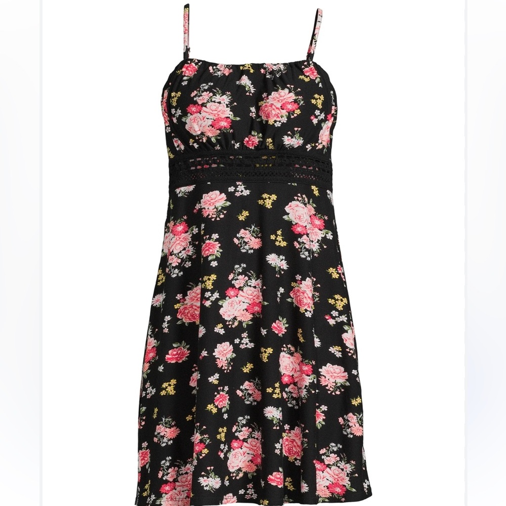 No Boundaries Crochet Waist Floral Mini Dress XL